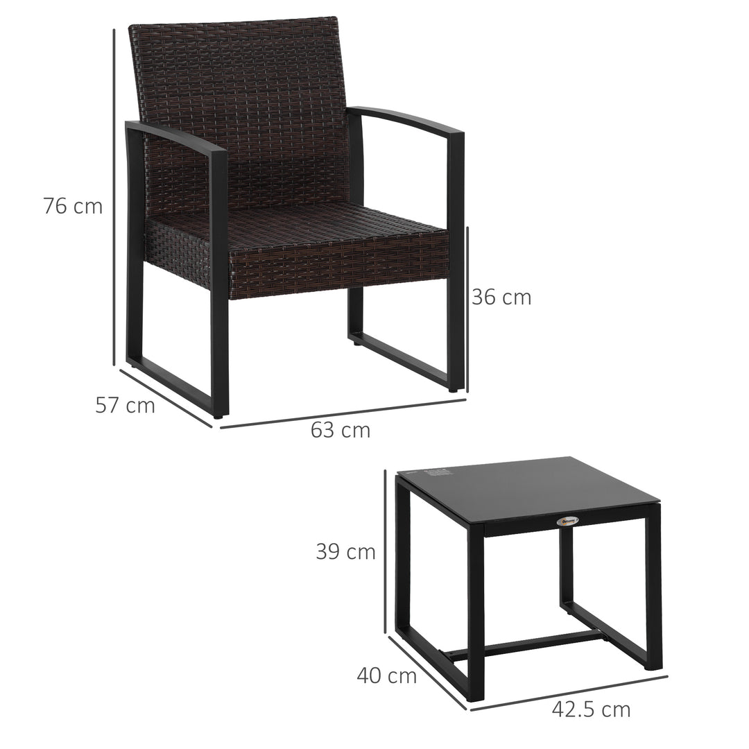3 pcs PE Rattan Wicker Garden Furniture Patio Bistro Set Weave Conservatory Sofa Coffee Table and Chairs Set Beige