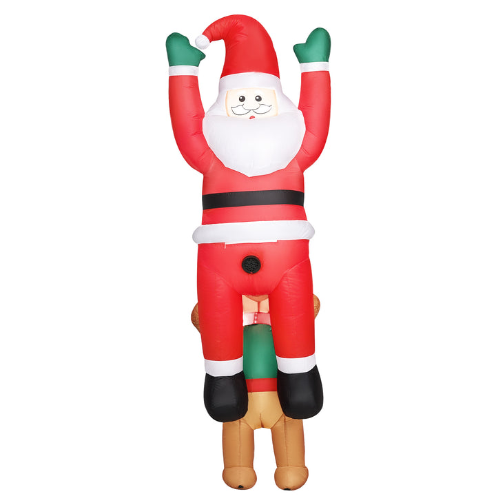 MCL 7FT Hanging Christmas Inflatable Santa with Dog, Christmas Blow Up Decoration with Built-in LED Lights for Garden, Indoor Outdoor Home Decor