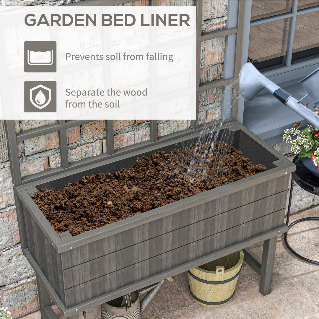 45 x 105cm Wooden Garden Planter, with Trellis - Grey