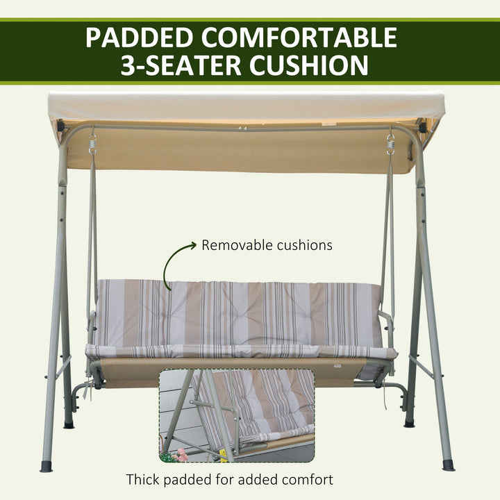 Three-Seater Garden Swing Seat - Light Brown