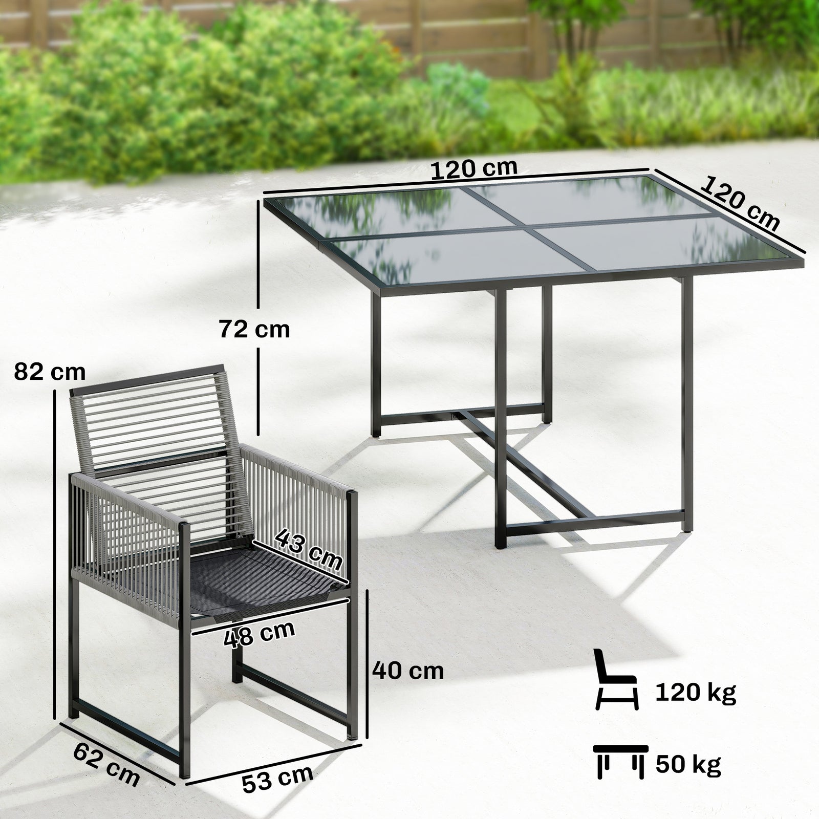 5 Pieces Garden Dining Set, Outdoor Patio Cube Set, 4 Seater Outdoor T