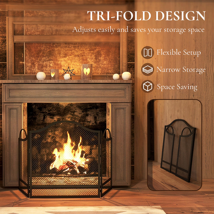 3-Panel Folding Fireplace Screen for Hearth Protection - view 5