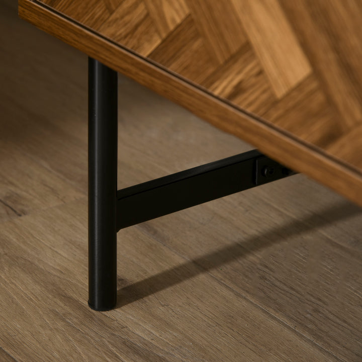 Bedside Table with Two Drawers, Side Cabinet Storage Unit with Metal Handles, Organisation Furniture for Living Room, Bedroom, Walnut Brown