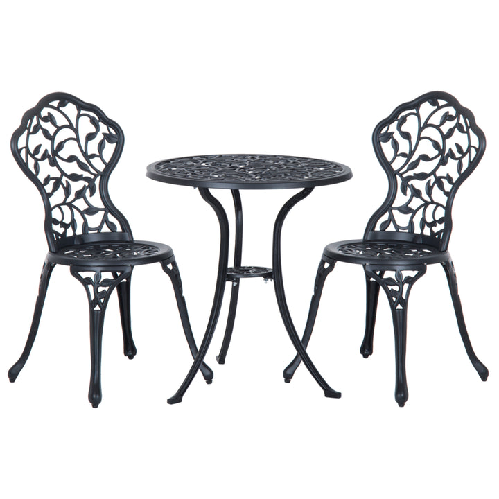 MCL 3 Pcs Aluminium Bistro Set Garden Furniture Dining Table Chairs Antique Outdoor Seat Patio Seater Black