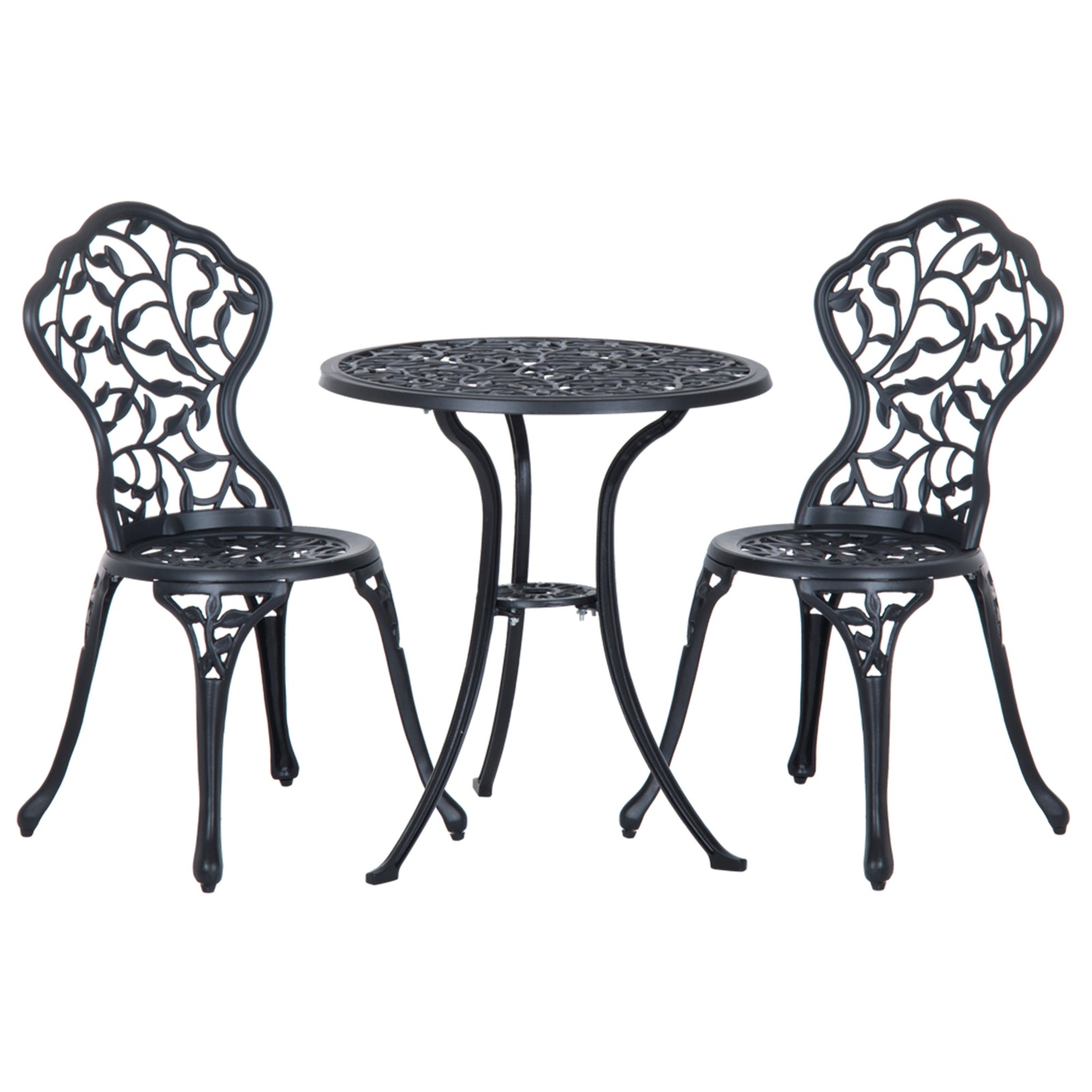 3 Pcs Aluminium Bistro Set Garden Furniture Dining Table Chairs Antique Outdoor Seat Patio Seater Black