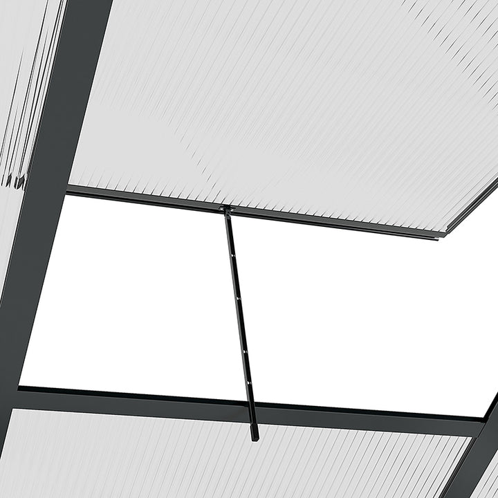 MCL 6 x 6ft Polycarbonate Greenhouse, Large Walk-In Green House with Slide Door and Window, Garden Plants Grow House with Aluminium Frame and Foundation, Grey