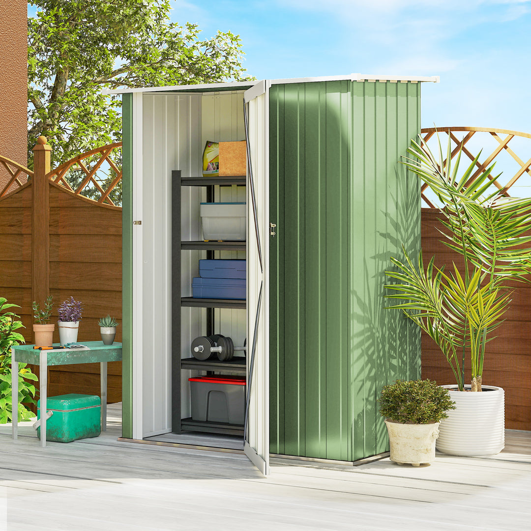 MCL 5ft x 3ft Garden Storage Shed, Outdoor Metal Shed with Sloped Roof, Lockable Door for Tools, Equipment, Light Green