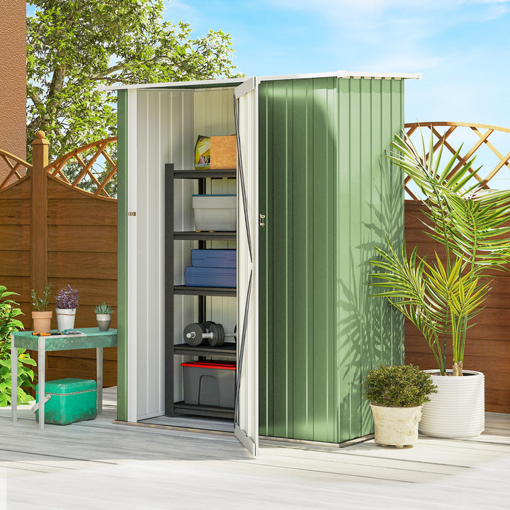 MCL 5ft x 3ft Garden Storage Shed, Outdoor Metal Shed with Sloped Roof, Lockable Door for Tools, Equipment, Light Green