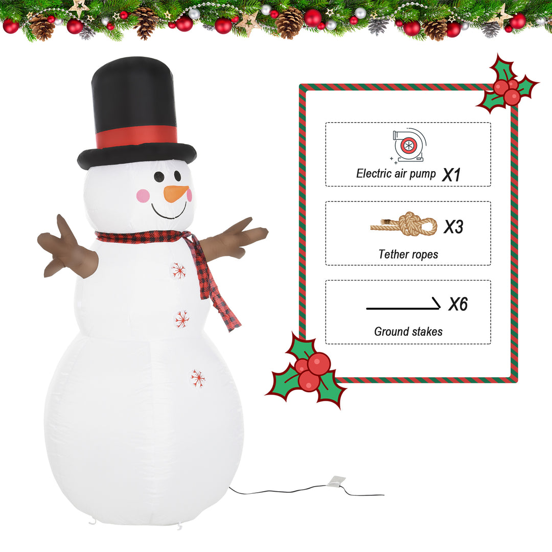 6ft Giant Inflatable Snowman Christmas Decoration w/ LED Lights Accessories Cute Family Fun Seasonal Outdoor Indoor