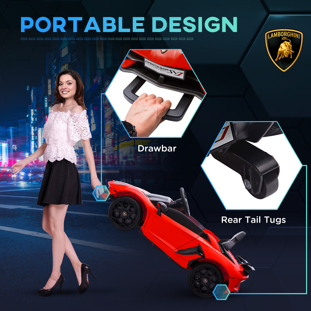Lamborghini Licensed 12V kids Electric Car w/ Butterfly Doors, Remote, Music, Horn, Suspension - Red