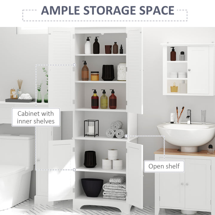 HOMCOM MDF Freestanding 6-Tier Bathroom Storage Cabinet White | Aosom UK