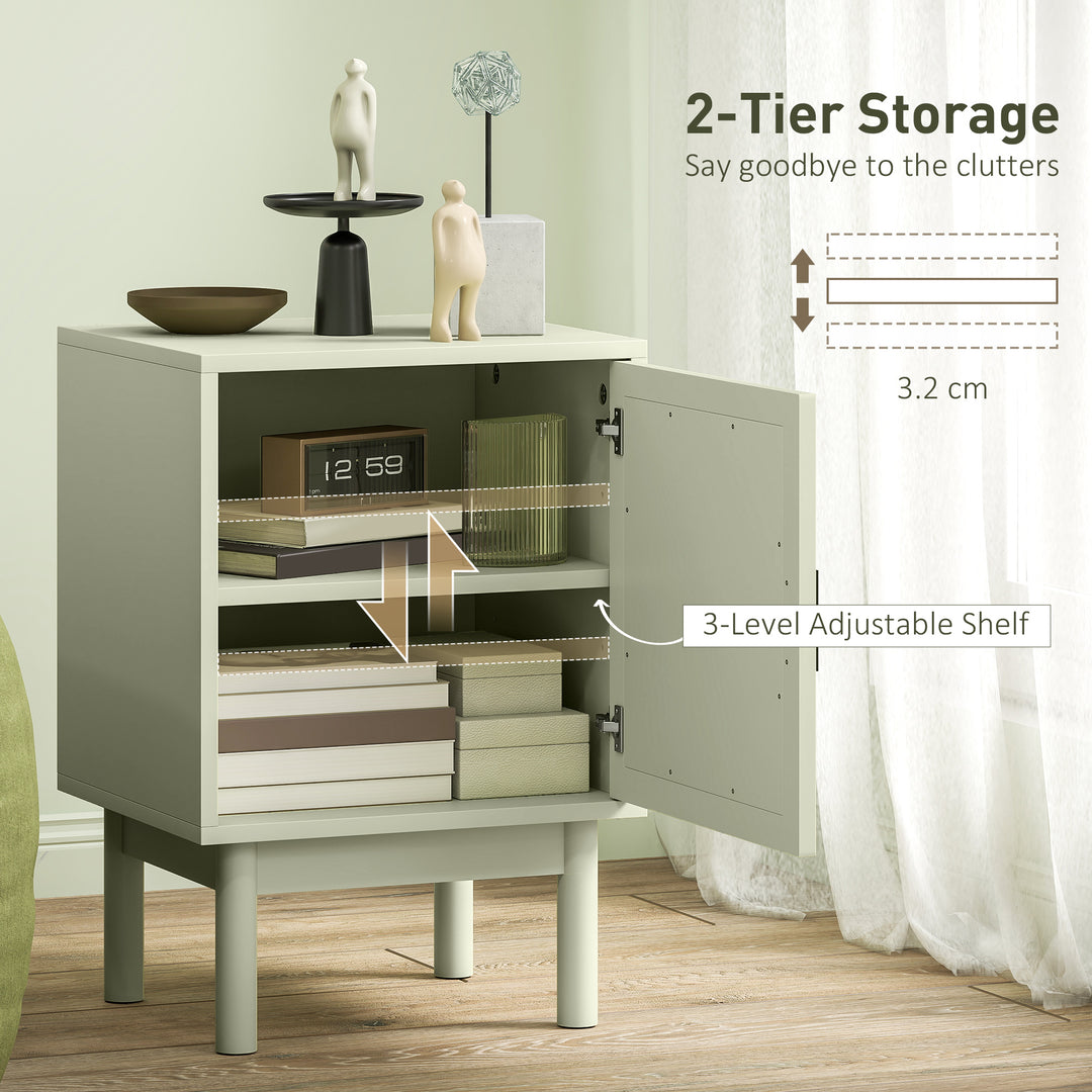 Rattan Bedside Table for Bedroom - Light Green