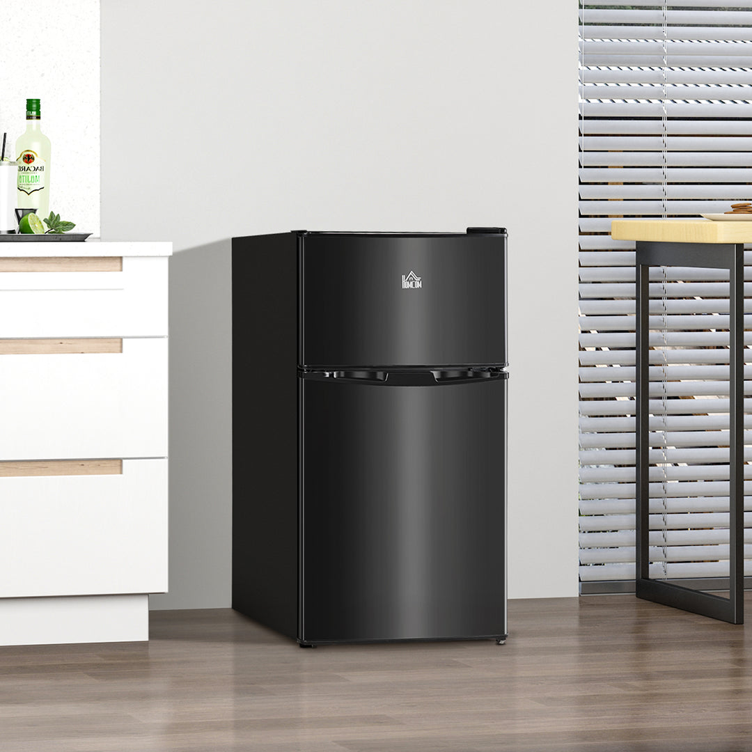 HOMCOM 88L Under Counter Fridge Freezer, Small Refrigerator with 5-Setting, 3 Star Freezer Rating, Black