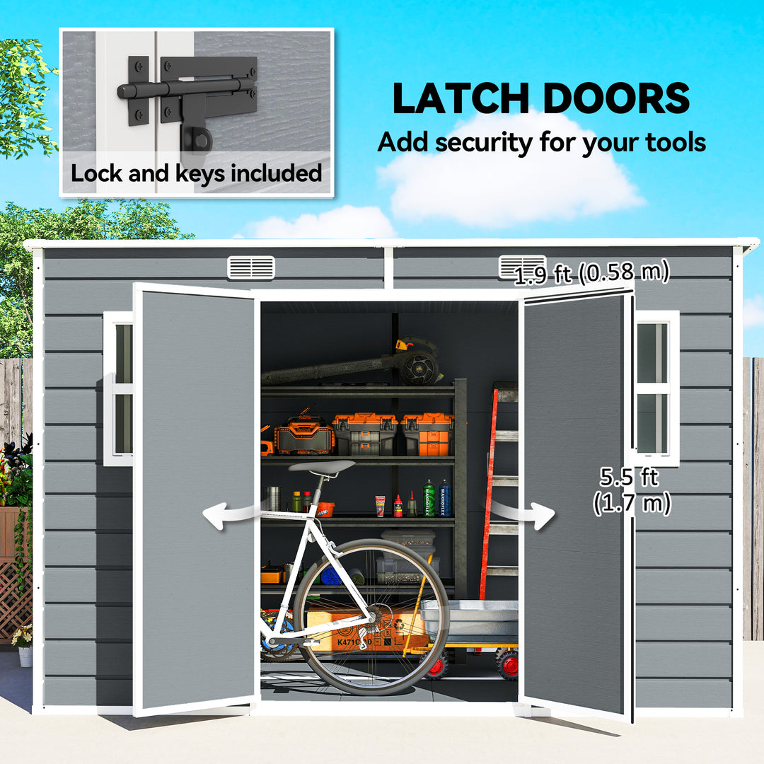 10 x 6 ft Resin Garden Shed, Outdoor Storage Shed with Floor, Windows,