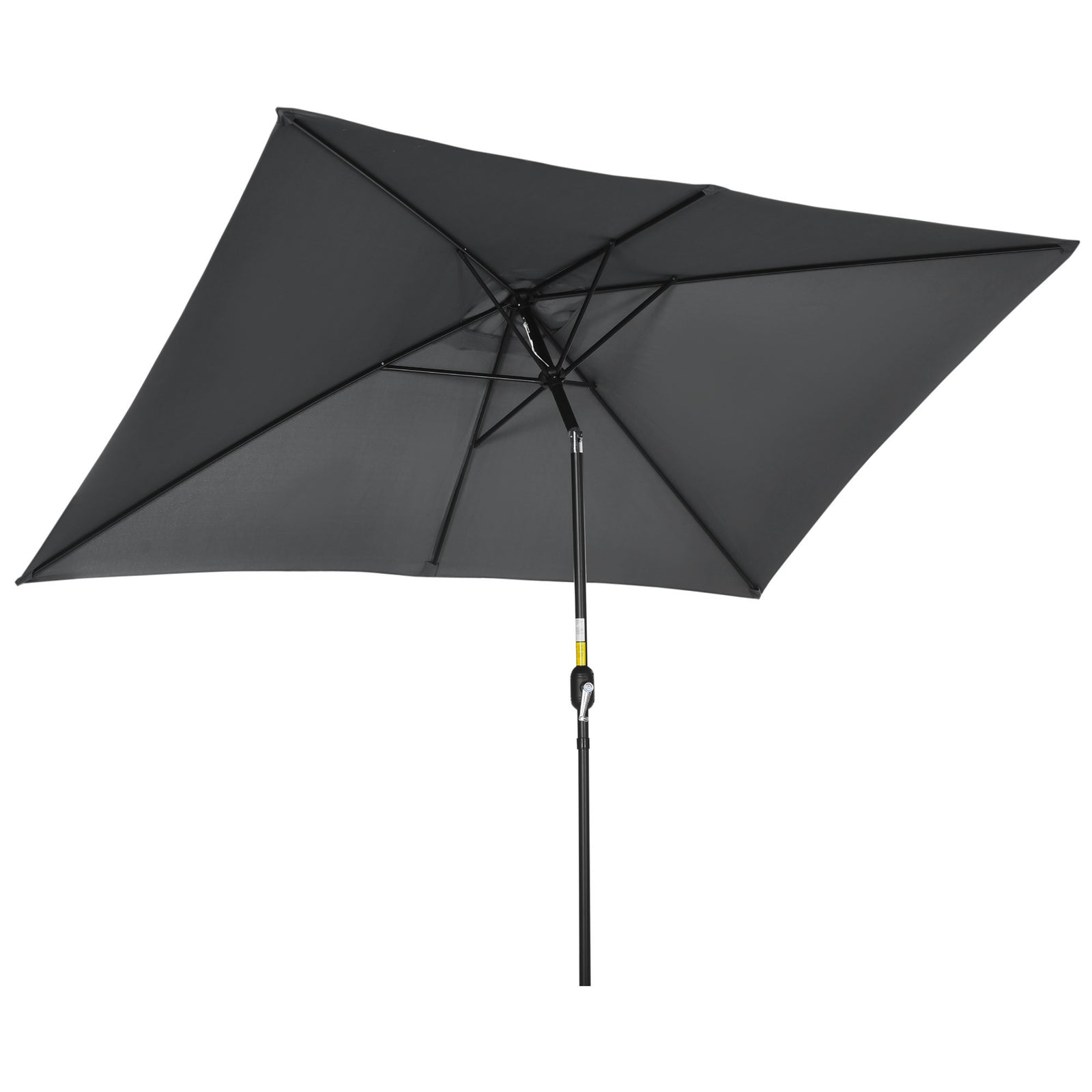 3x2m Patio Parasol Garden Umbrellas Canopy with Aluminium Tilt Crank Rectangular Sun Shade Steel, Black