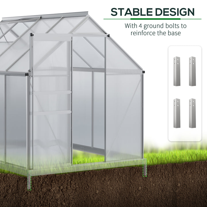 MCL 190 x 253 cm Walk-In Polycarbonate Greenhouse - Silver-Tone