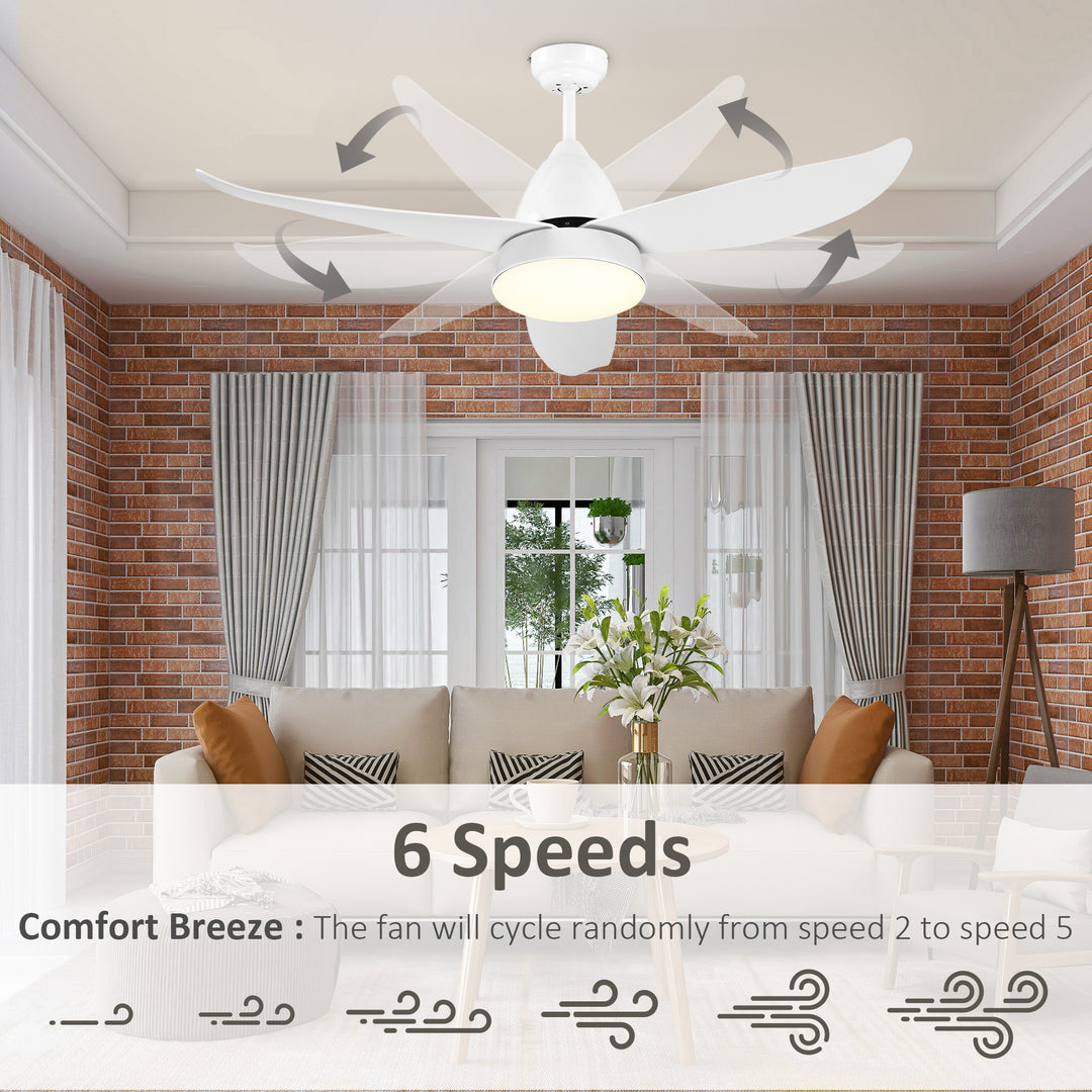 HOMCOM Reversible Ceiling Fan with Light, 3 Blades Modern Mount White LED Lighting Fan w/ Remote Controller, for Living Room, White | Aosom UK