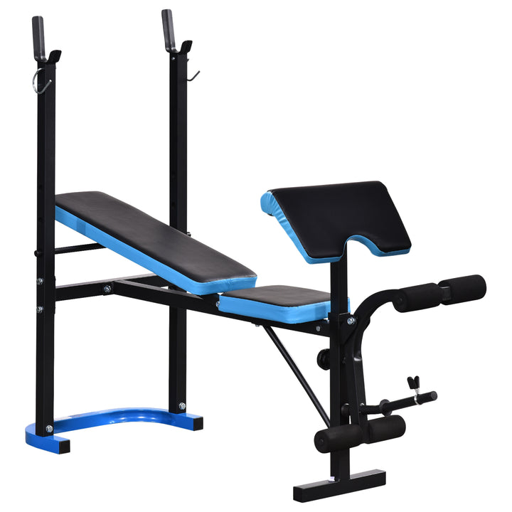 HOMCOM Adjustable Weight Bench with Leg Developer Barbell Rack for Lifting and Strength Training Multifunctional Workout Station for Home Gym Fitness