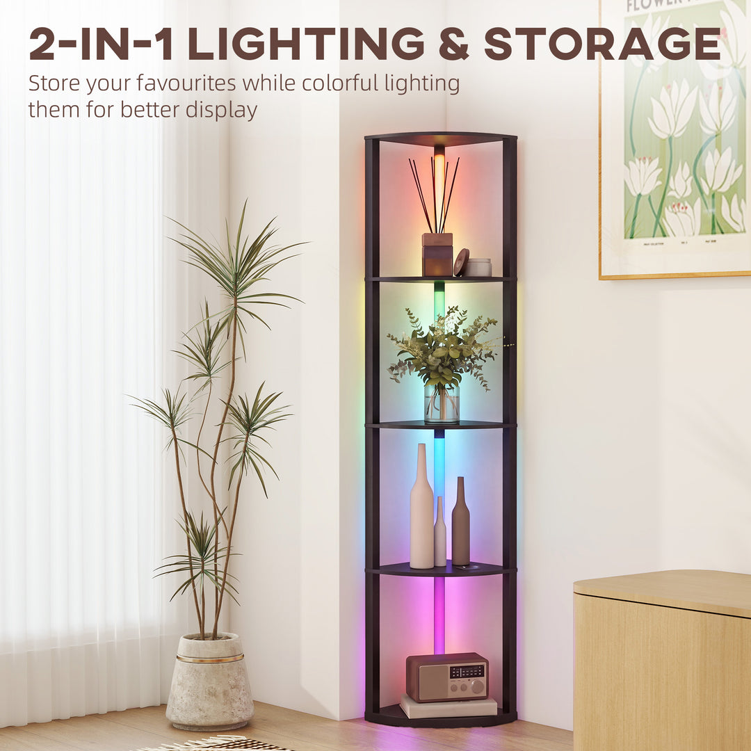 RGB LED Floor Lamp with Shelves, 4-Tier Dimmable Standing Lamp with - view 6