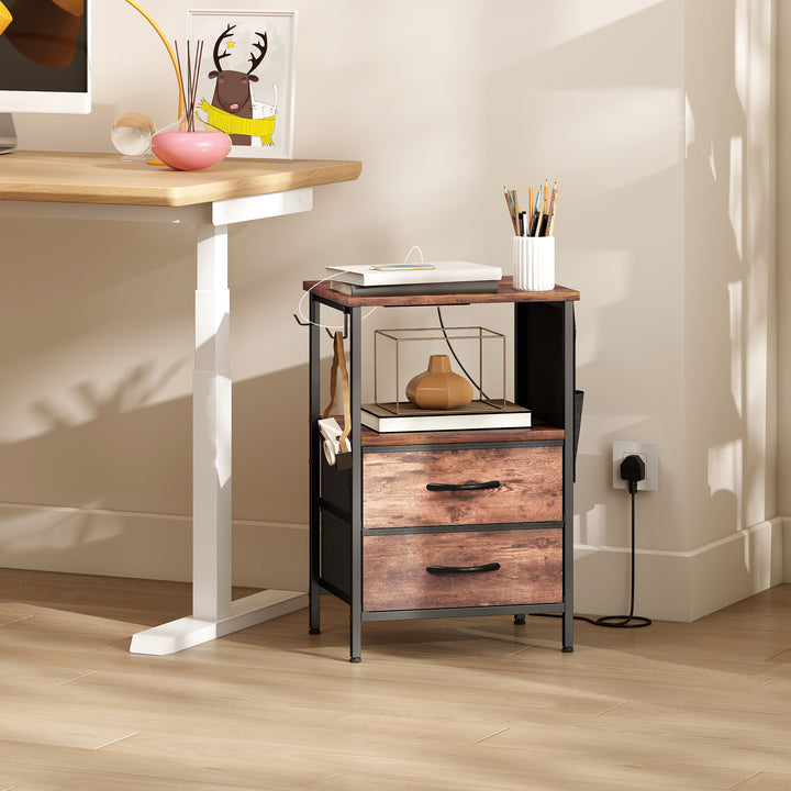 Bedside Table with Charging Station