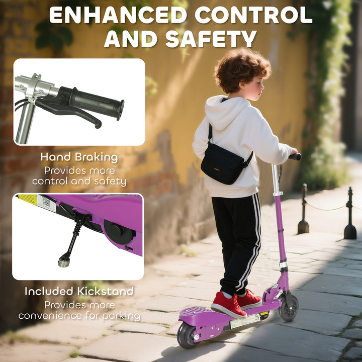 MCL Foldable Electric Kids Scooter, Ride-on for Ages 7-14 Years, Purple