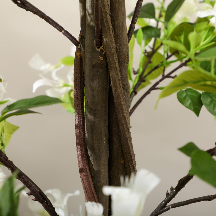 Artificial Plants Honeysuckle Flower in Pot Fake Plants with Curved Boots for Indoor 15x15x150cm White