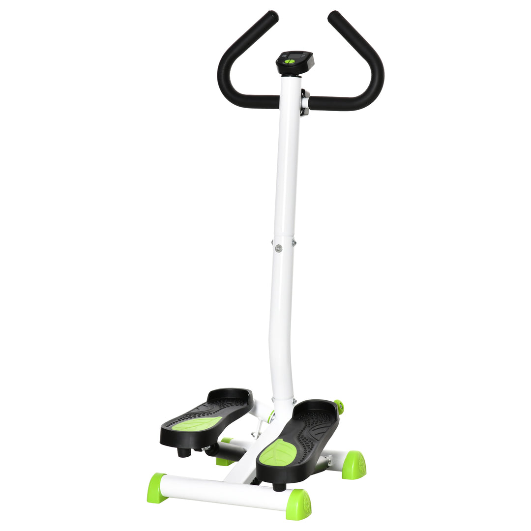 HOMCOM Adjustable Stepper Aerobic Ab Exercise Fitness Workout Machine with LCD Screen & Handlebars, White | Aosom UK