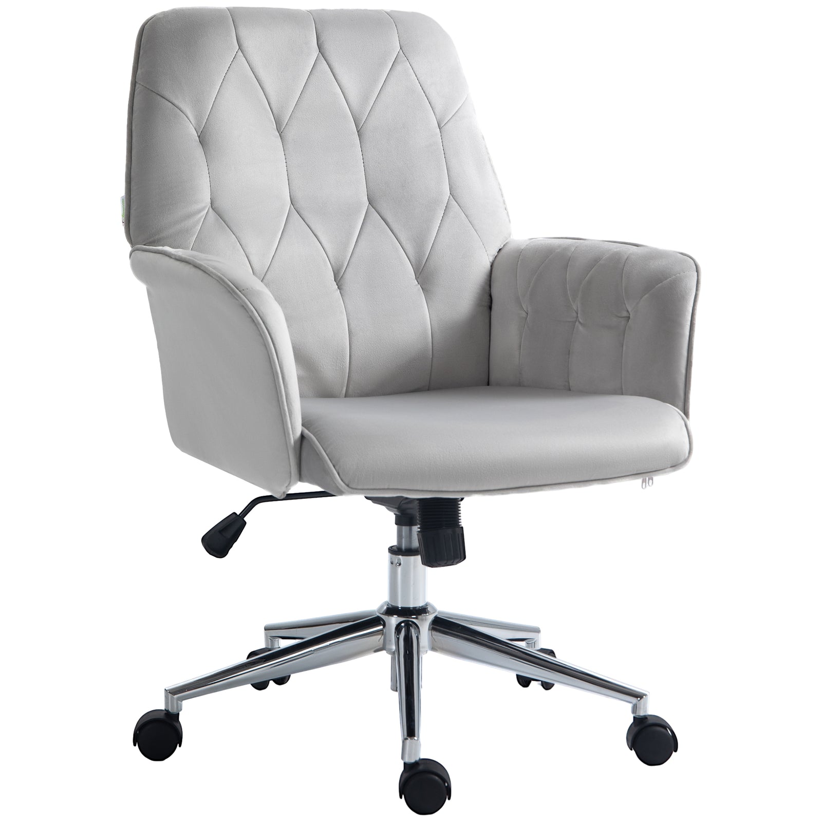 Linen Computer Chair with Armrest, Modern Swivel Chair with Adjustable Height, Light Grey