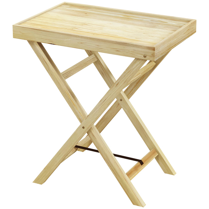 Outsunny Garden Table, Wooden Outdoor Side Table, 68x44cm, Perfect for Patio or Balcony, Natural Finish | Aosom UK