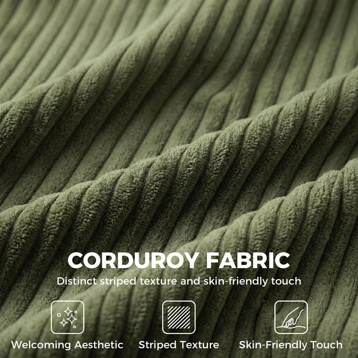 3 Seater Sofa with Wide Seat, Corduroy Fabric Couch with Deep Seat, Sp