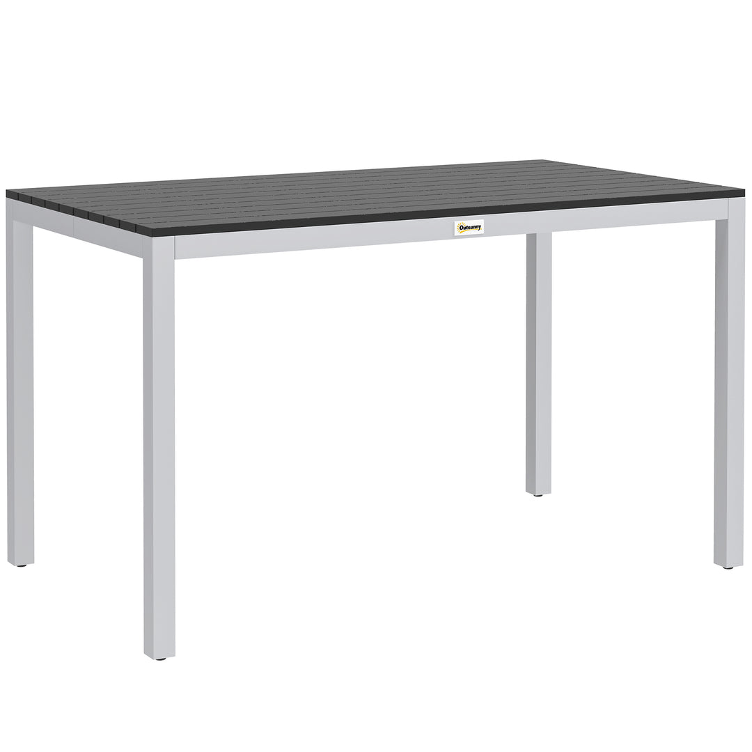 Garden Table for 4-6, 120 x 70 cm Outdoor Dining Table with Rust-Resistant Aluminium Frame, Easy Maintenance Slatted Top, for Patio, Terrace, Balcony, Black