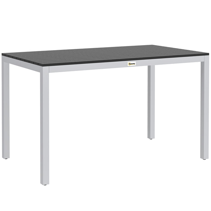Garden Table for 4-6, 120 x 70 cm Outdoor Dining Table with Rust-Resistant Aluminium Frame, Easy Maintenance Slatted Top, for Patio, Terrace, Balcony, Black