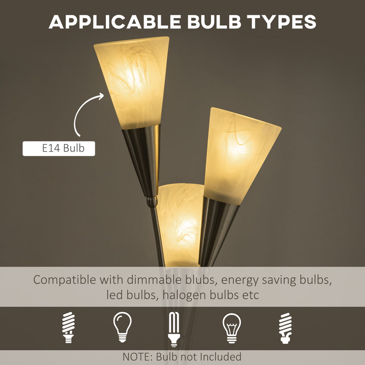 MCL 3-Light Upright Floor Lamps for Living Room, Modern Standing Lamp for Bedroom with Steel Base, Bulb not Included, Silver