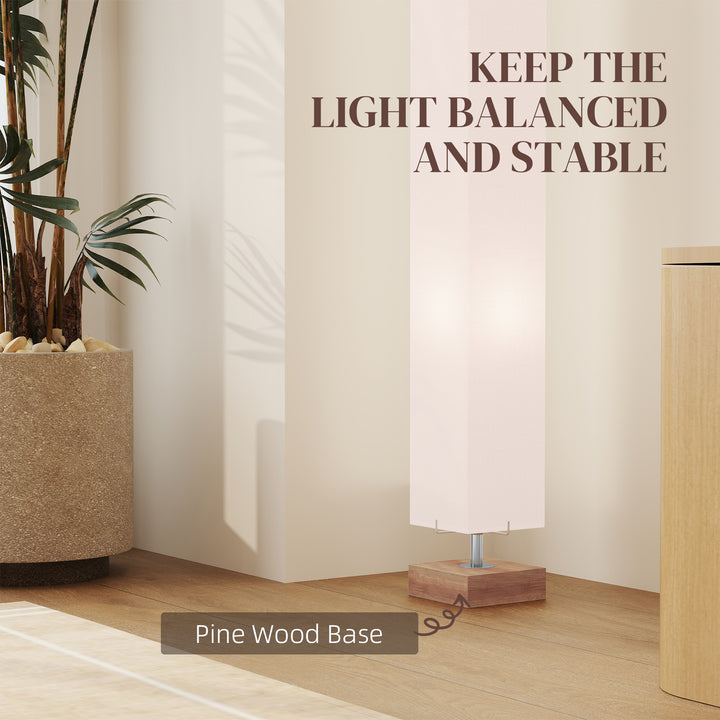 MCL Floor Lamp, 120cm Standing Lamp with Linen Lampshade, Standard Light with Pine Wood Base for Living Room, Bedroom (Bulbs Not Included)