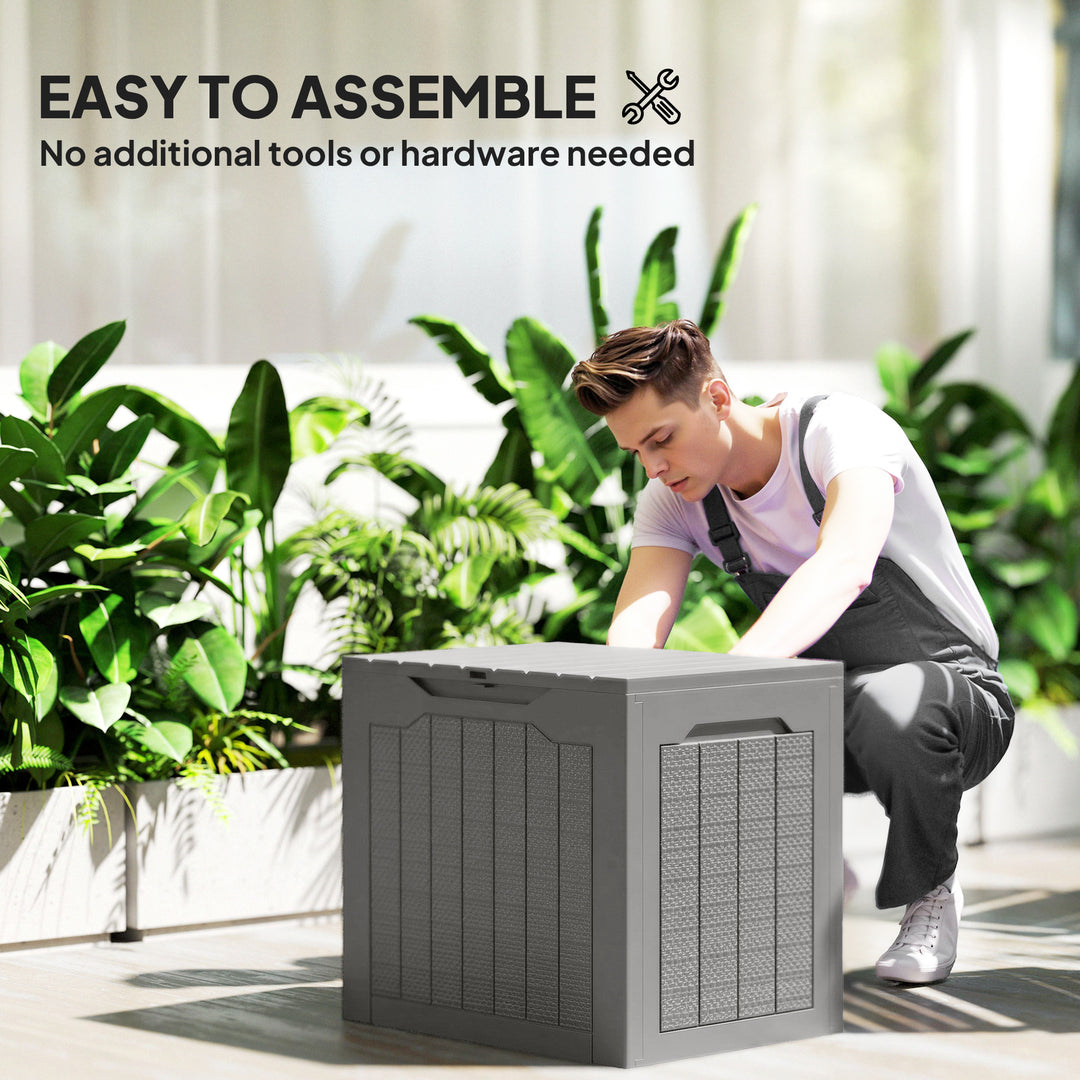 93L Plastic Garden Storage Box, Outdoor Storage Box with Handles, Waterproof Outdoor Storage Container