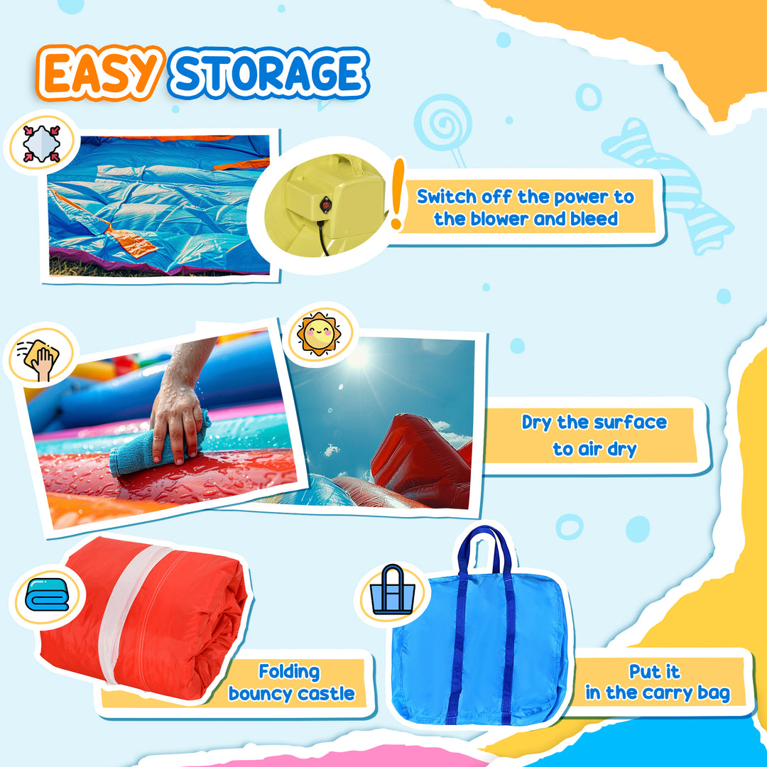 Kids Bounce Castle Inflatable Trampoline Slide Pool Basket for Kids Age 3-10, 3 x 2.75 x 2.1m