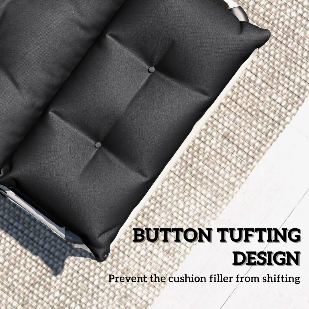 Set of Two 190 x 56cm Sun Lounger Cushions - Black