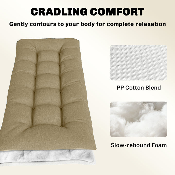 Sun Lounger Cushion, Memory Foam Patio Chair Cushion with Ties, Outdoo