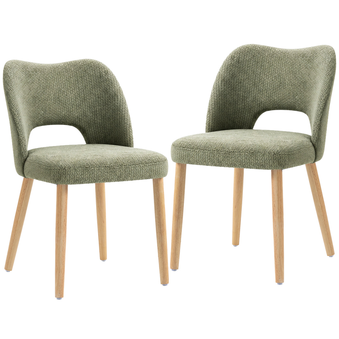 Dining Chairs Set Upholstered Kitchen Chenille Tool Free Assembly - Green