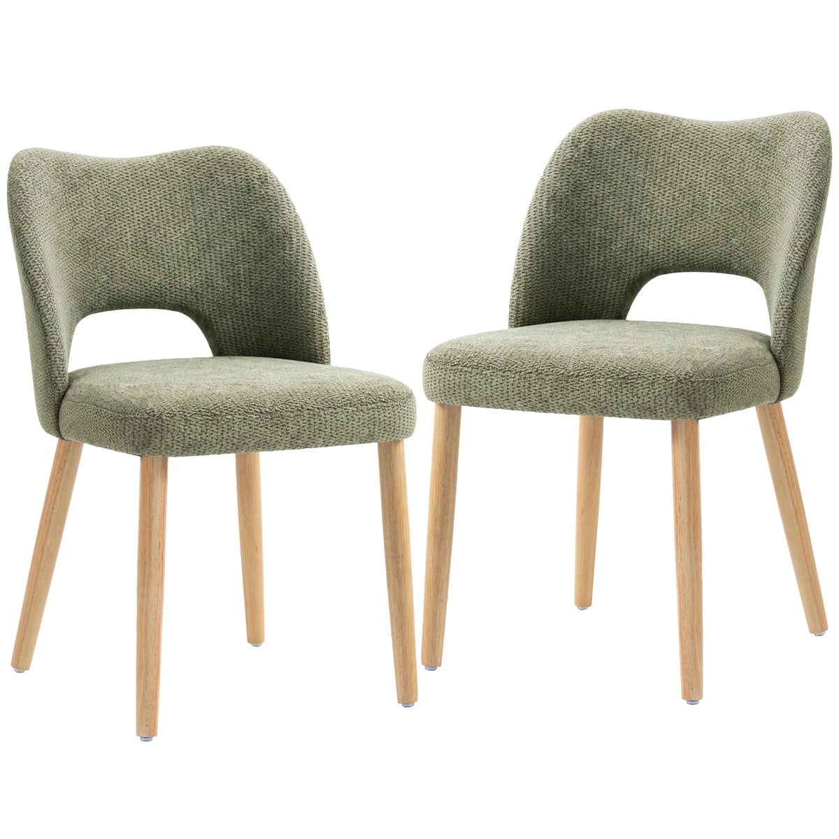 Dining Chairs Set Upholstered Kitchen Chenille Tool Free Assembly - Green