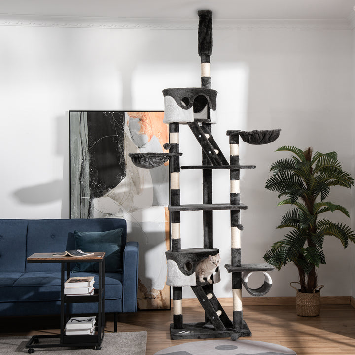 MCL Floor-to-Ceiling Cat Tree for Indoor Cats, 240-260cm Adjustable Cat Tree - White