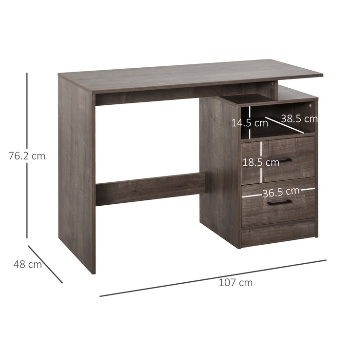 HOMCOM Computer Desk with Shelf, Drawer Writing Table for Home Study, Office, Grey Wood Color