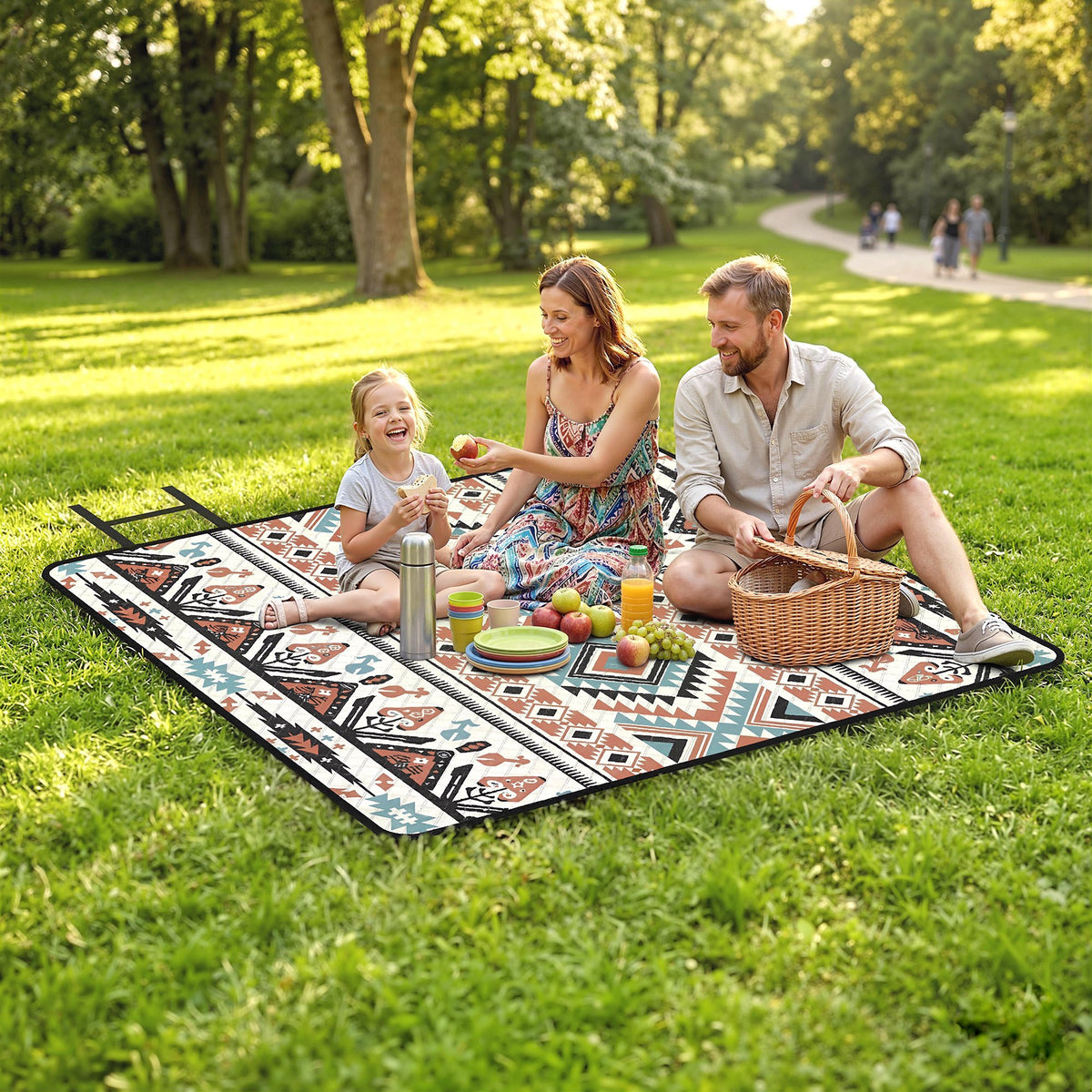 Picnic Blanket, 200x200CM Large Beach Blanket Outdoor Picnic Mat with 
