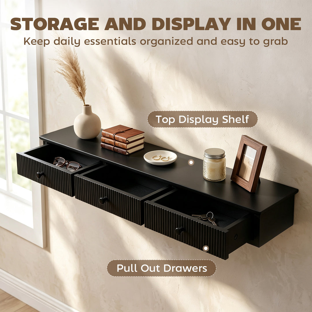 Shelf Wall-Mounted Storage Shelf Shelving Unit MDF 93 x 15 x 10 cm Ent