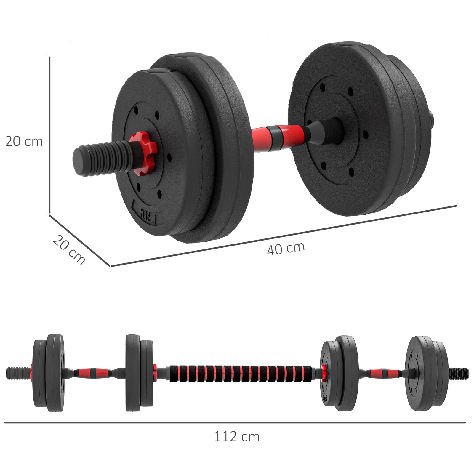 15kg 2 in 1 Adjustable Dumbbells Weight Set, Dumbbell Hand Weight Barb