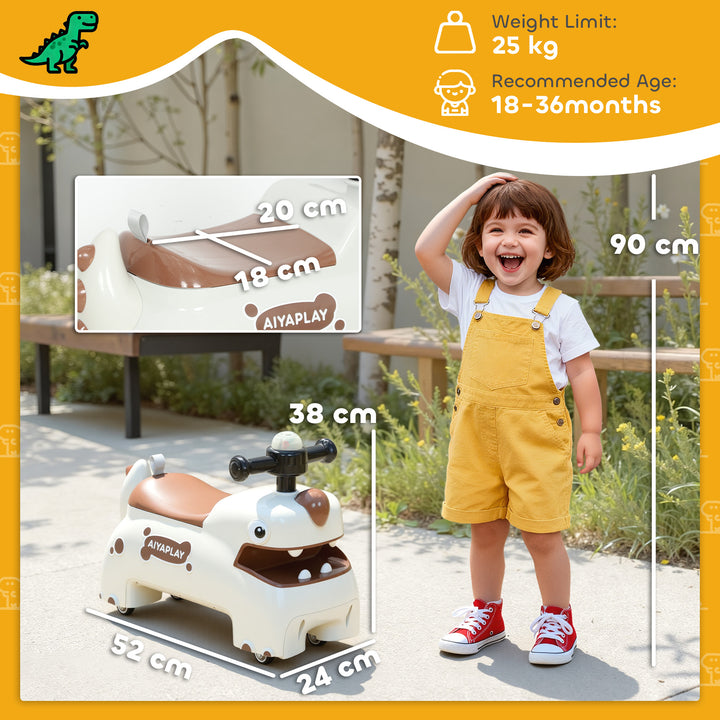 Kids Ride On Car, Dinosaur Foot to Floor Slider with Storage, Toddler Walker with Light, Sounds