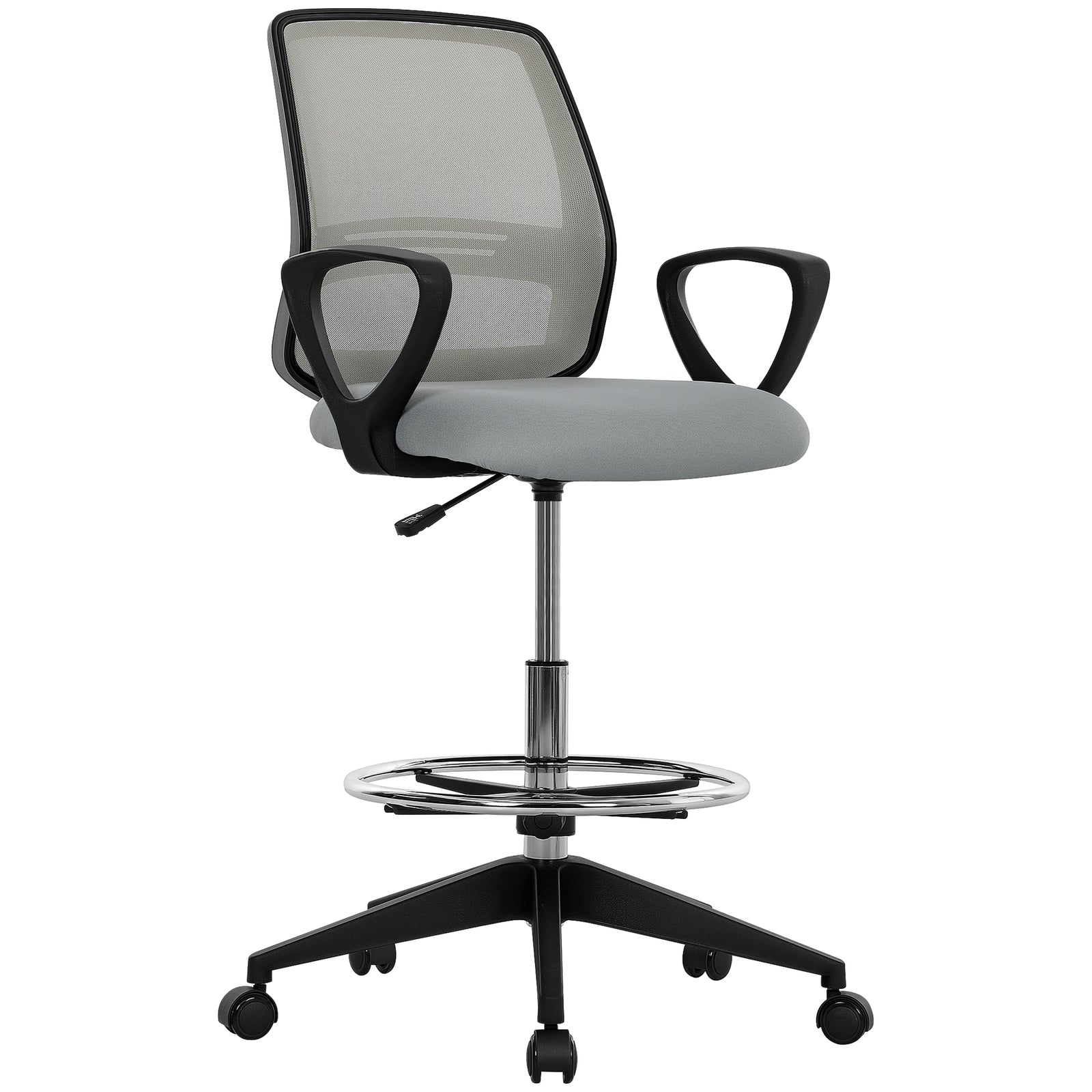 100-120cm Draughtsman Office Chair, with Footrest - Light Grey
