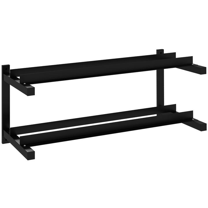 Wall-Mounted Dumbbell Rack, 2-Tier Weight Stand, Space-Saving and Multi-Functional Steel organiser for Home Gym