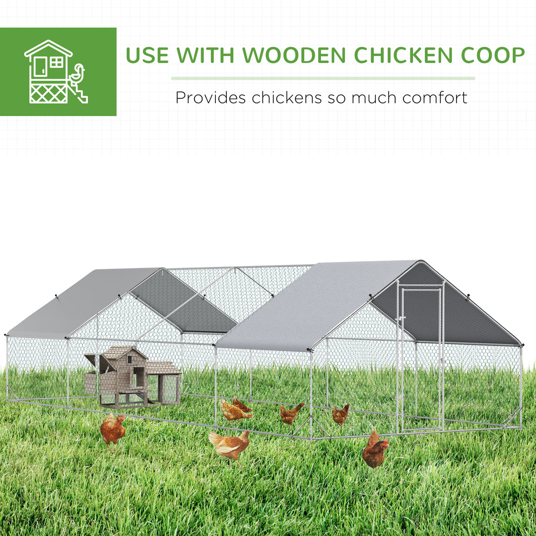 Chicken Run Galvanised Walk-in Chicken Coop Hen Poultry House Cage Rab