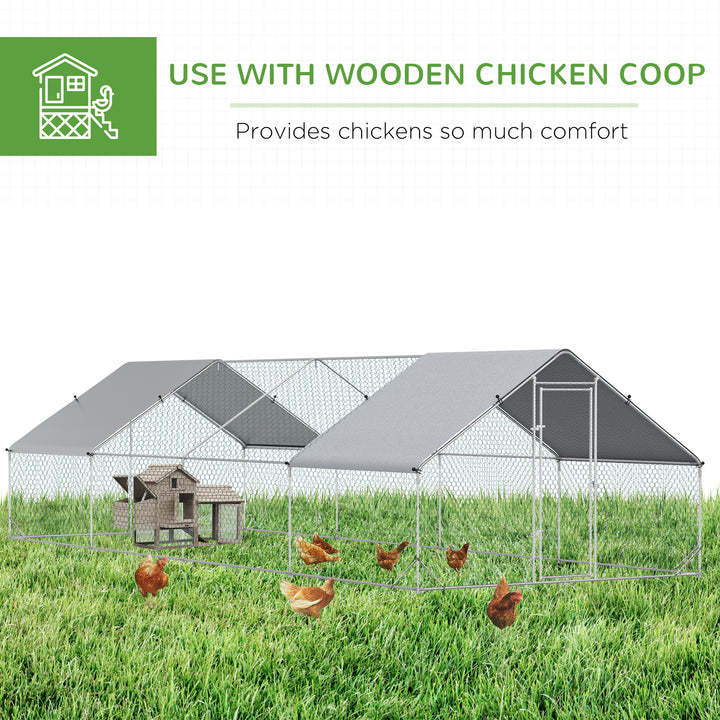 Chicken Run Galvanised Walk-in Chicken Coop Hen Poultry House Cage Rab